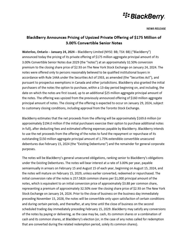 blackberry-announces-pricing-of-upsized-private-offering-of-175-million