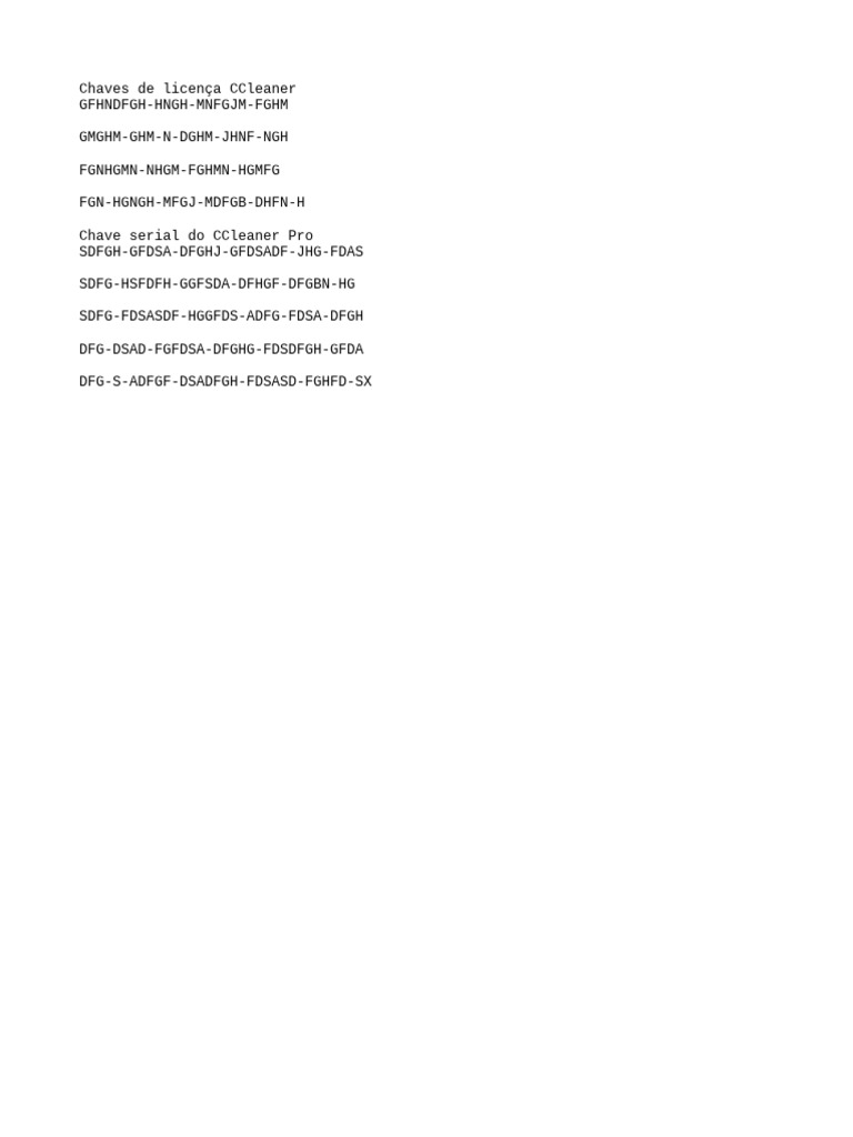 Chaves de licen a ccleaner pdf