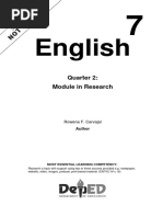 English: Quarter 2: Module in Research