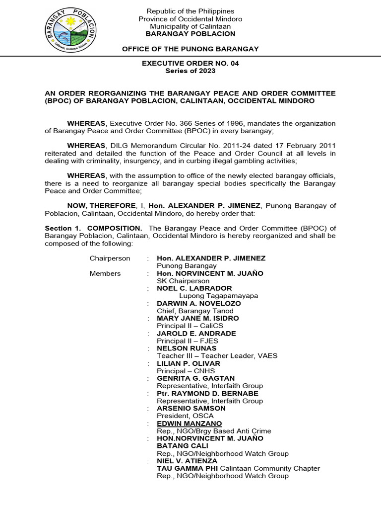 Reorganization of Barangay Peace Council | PDF | Public Law | Justice