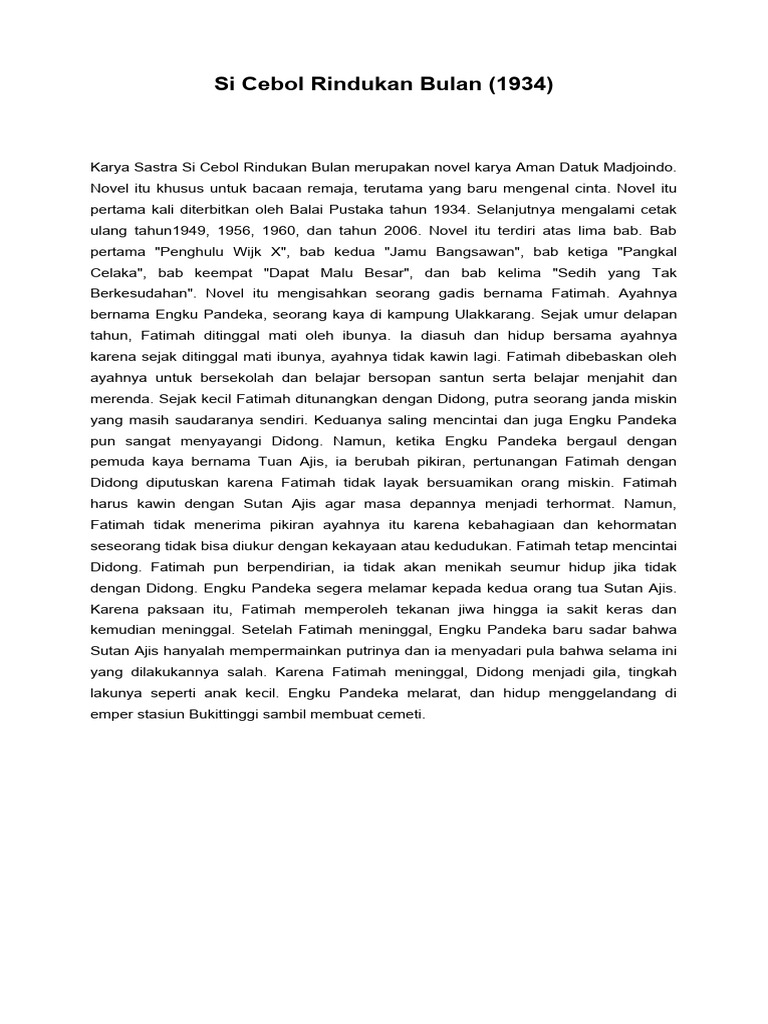 Si Cebol Rindukan Bulan | PDF