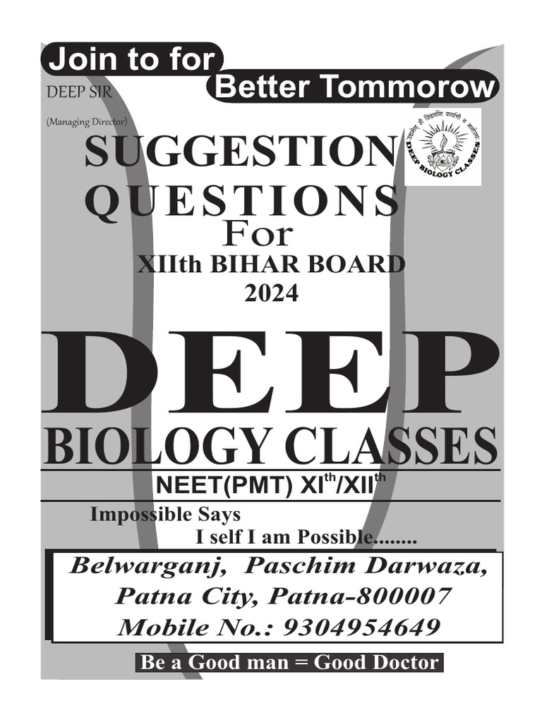 NEET Biology Practice Questions 2024 | PDF | Gene | Biology