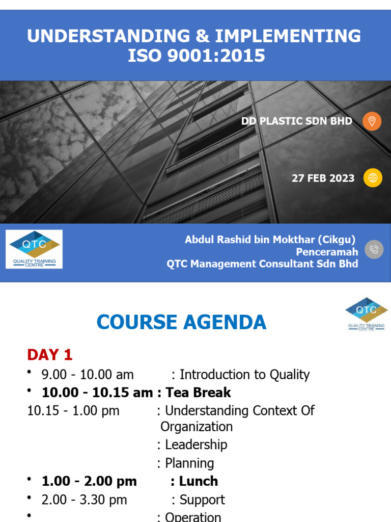 Implementing ISO 9001:2015 Course Overview | PDF | Quality Management ...