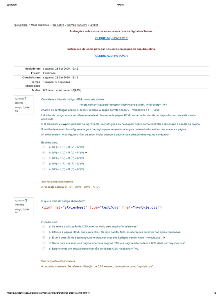 Instruções e Questões sobre HTML e CSS | PDF | Html | Aplicativo da Web
