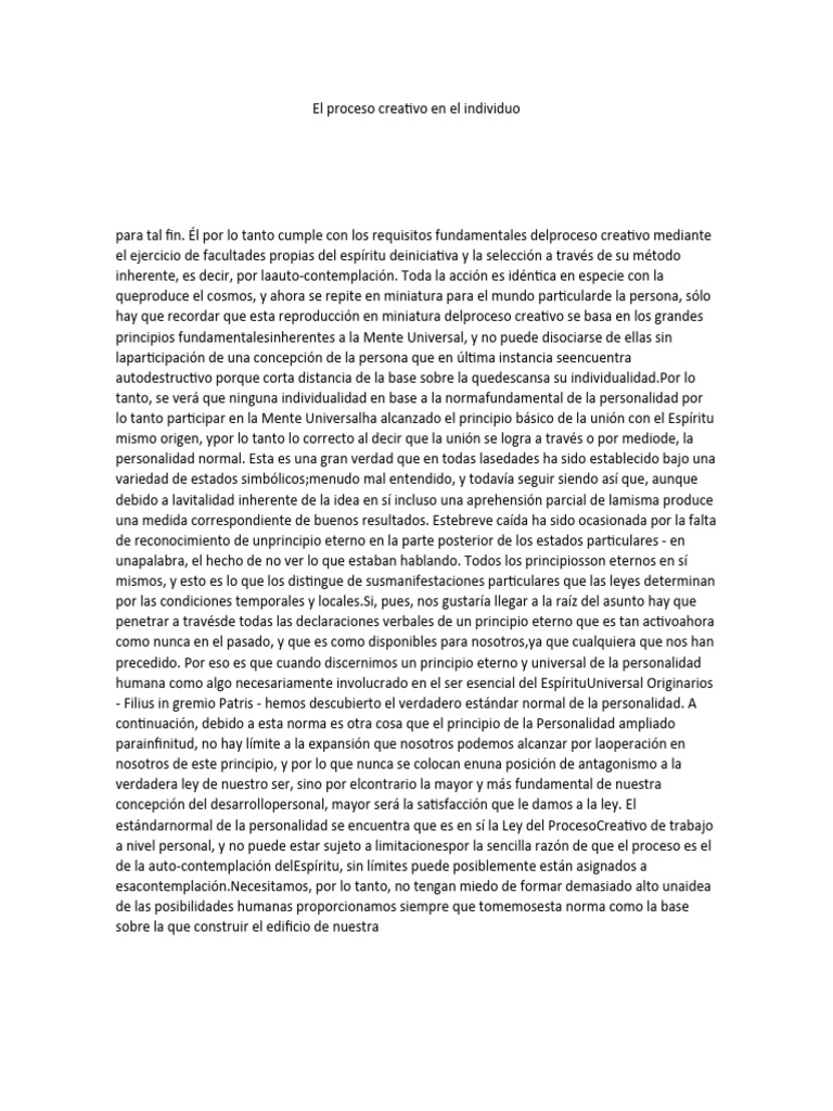 El Proceso Creativo y la Individualidad | PDF | Dios | Vida