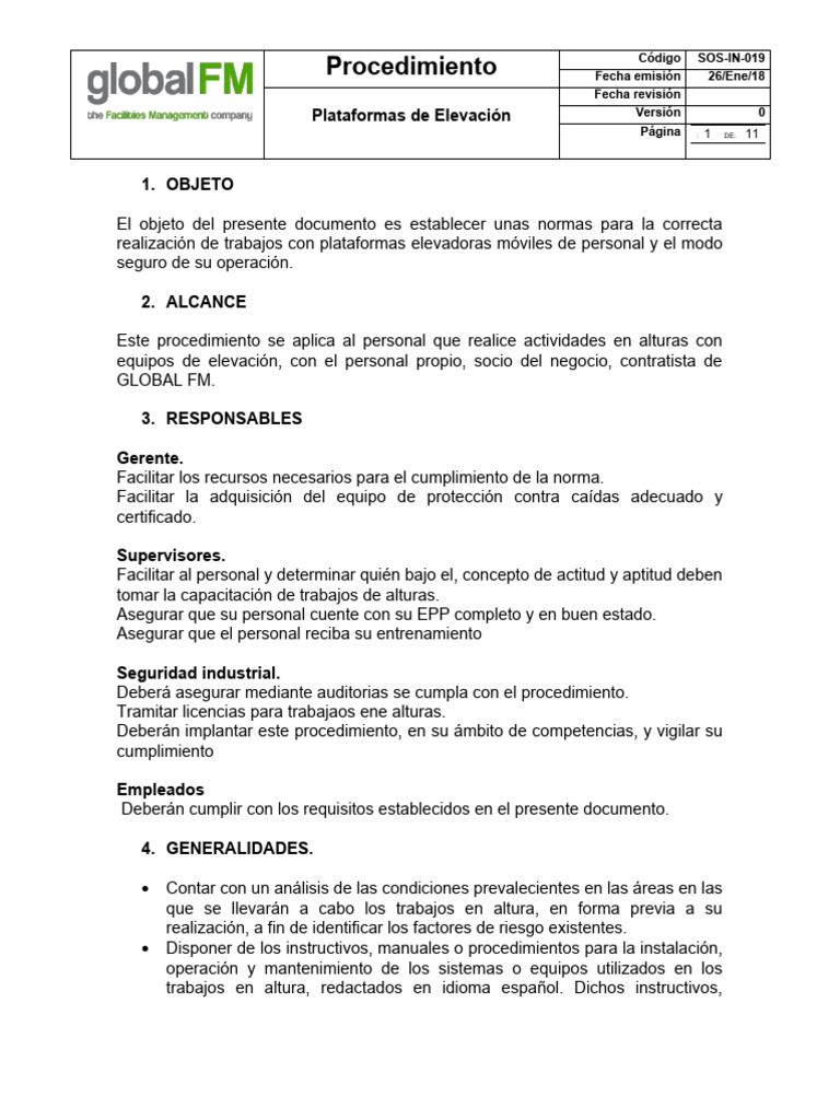 Normas de Seguridad para Plataformas Elevadoras | PDF | Camión | Andamio