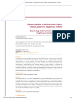 Epistemología de La Administración - Objeto, Estatuto, Desarrollo Disciplinar y Método