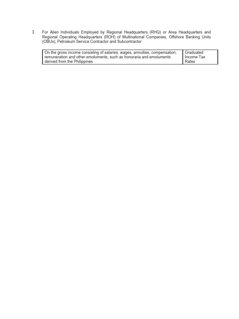 Tax Guidelines for RHQ Employees in PH | PDF