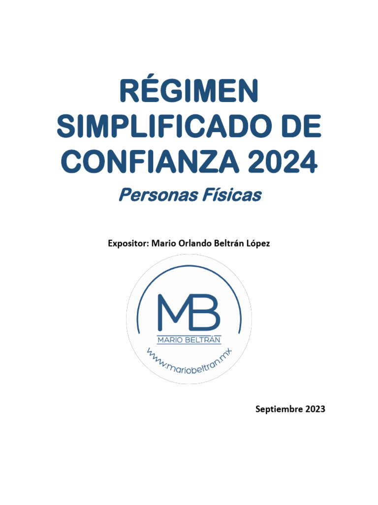 Régimen Simplificado de Confianza 2024 | PDF | Impuesto sobre la renta ...