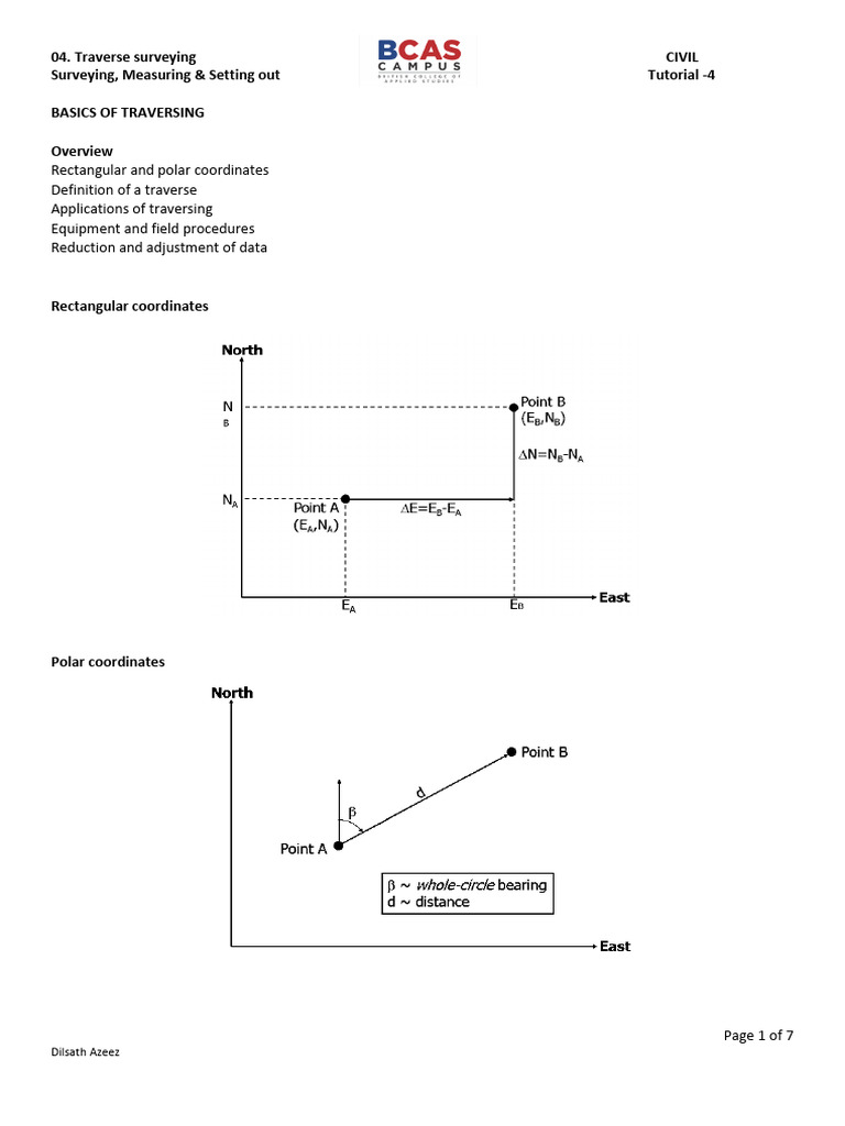 Closed Traverse Surveying Guide | PDF | Surveying | Metrology