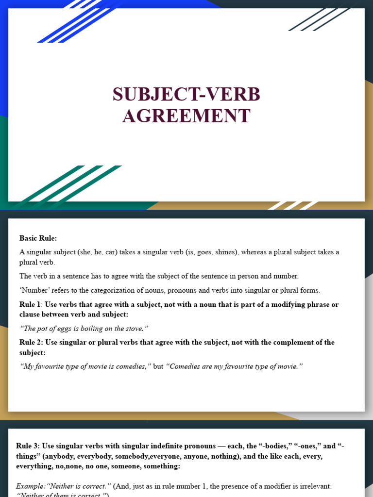 Subject Verb Agreement | PDF | Grammatical Number | Plural