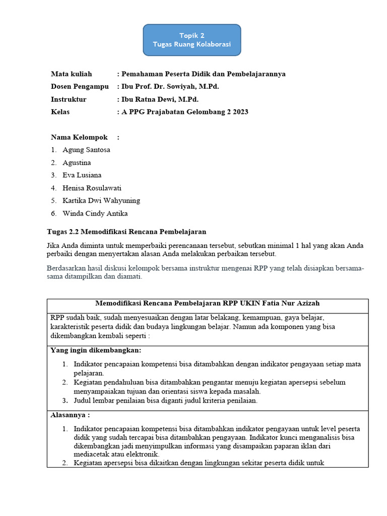 Modifikasi Rencana Pembelajaran RPP | PDF