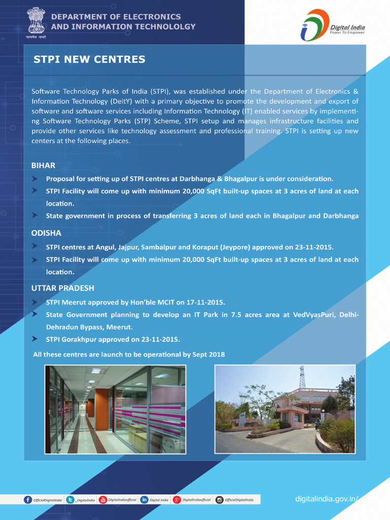 11 Announcement of Setting Up of New STPI Centres | PDF