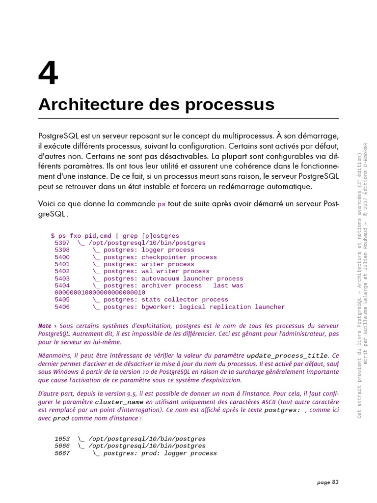 Processus du serveur PostgreSQL | PDF | PostgreSQL | Données informatiques