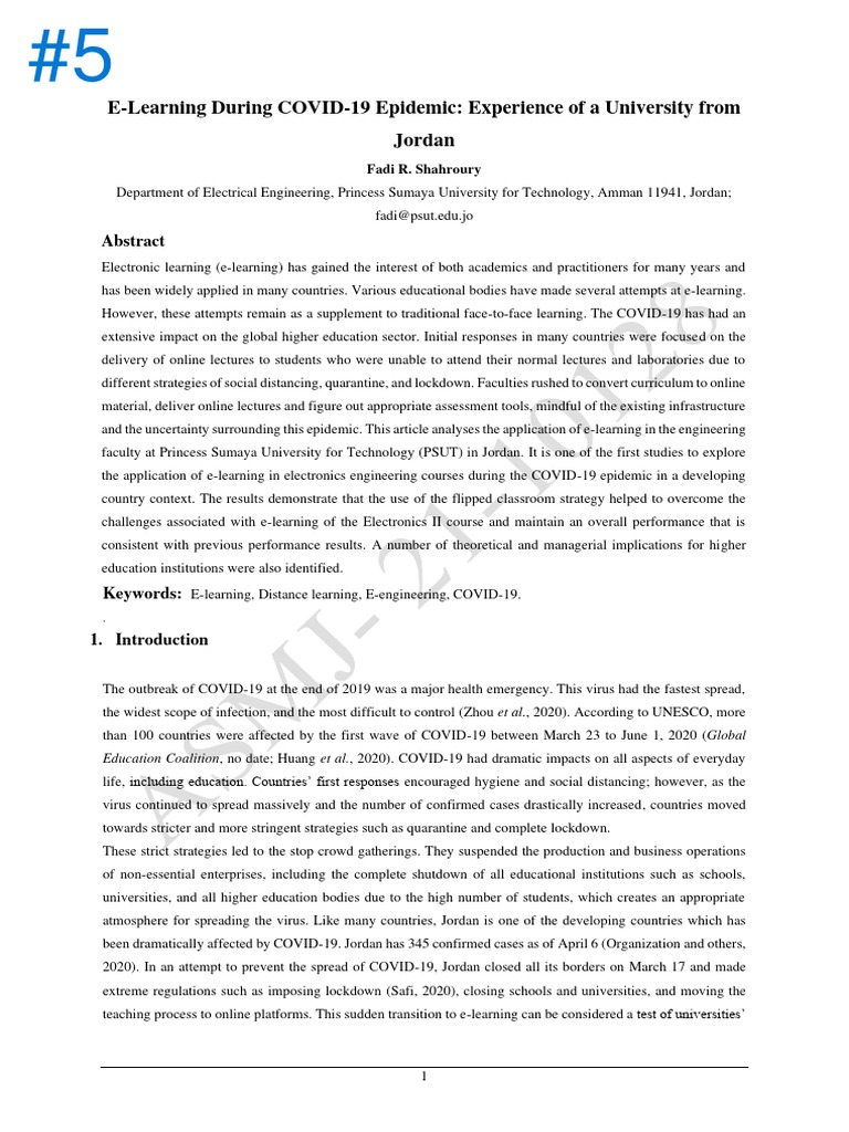 E learning during covid 19 epidemic experience of a university from