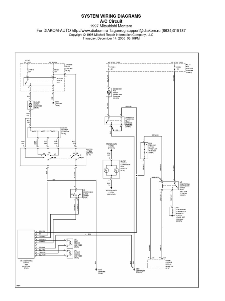 Mitsubishi Montero 1997 Electrical Wiring Diagrams | PDF | Vehicle