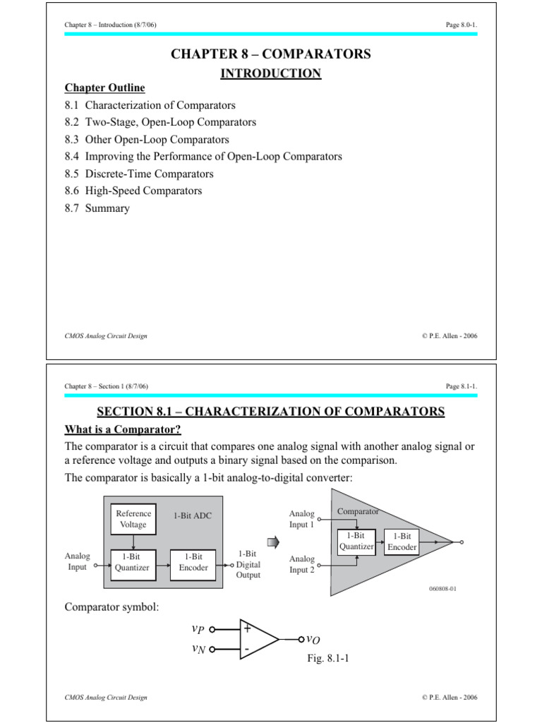 High-Speed Comparator Characteristics | PDF | Analog To Digital ...