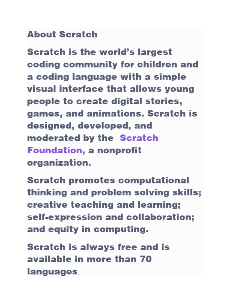 About Scratch | PDF | Scratch (Programming Language) | Software
