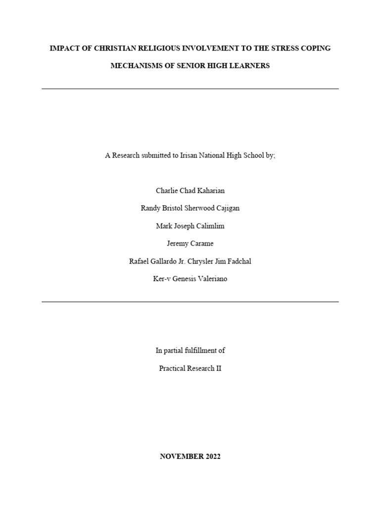 Christian Involvement and Stress Relief | PDF | Stress (Biology ...