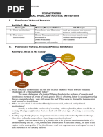 CULTURAL, SOCIAL, AND POLITICAL INSTITUTIONS Activities