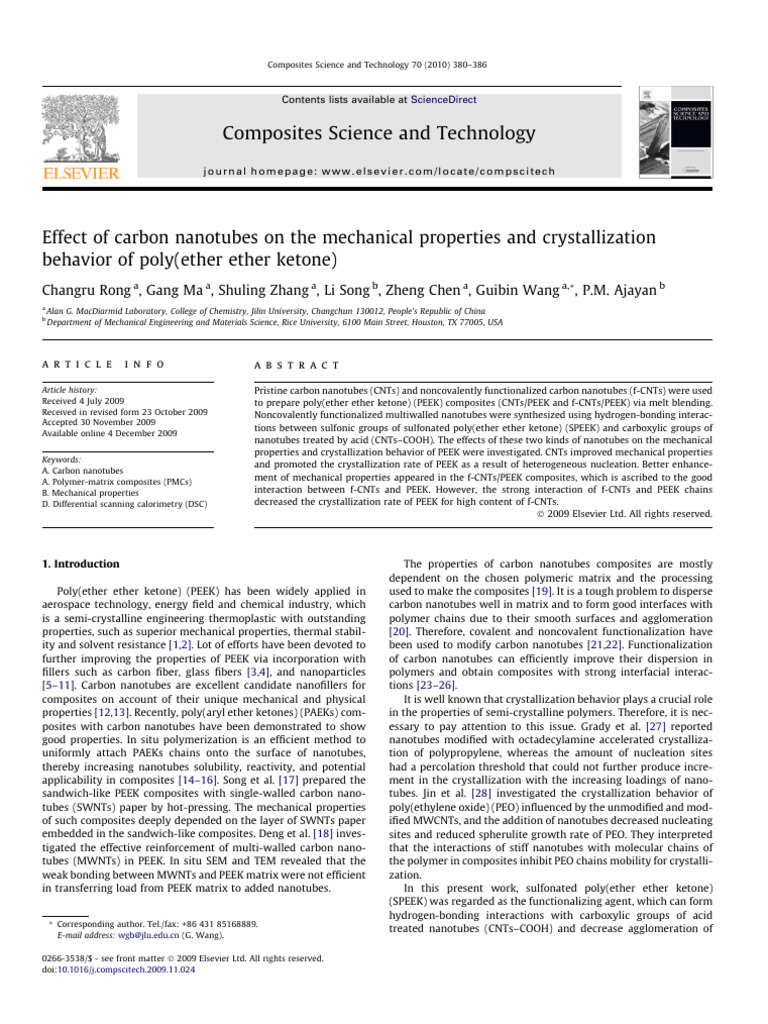 Effect of Carbon Nanotubes On The Mechanical Properties and ...