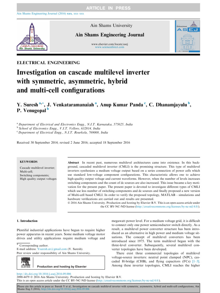 Investigation On Cascade Multilevel Inverter With | PDF | Power ...