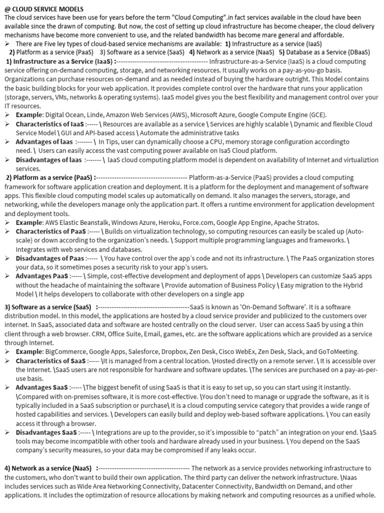 Cloud Service Models Pdf Cloud Computing Software As A Service