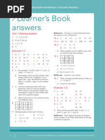 Maths 7 Learner Book Answers-Unit 1-8