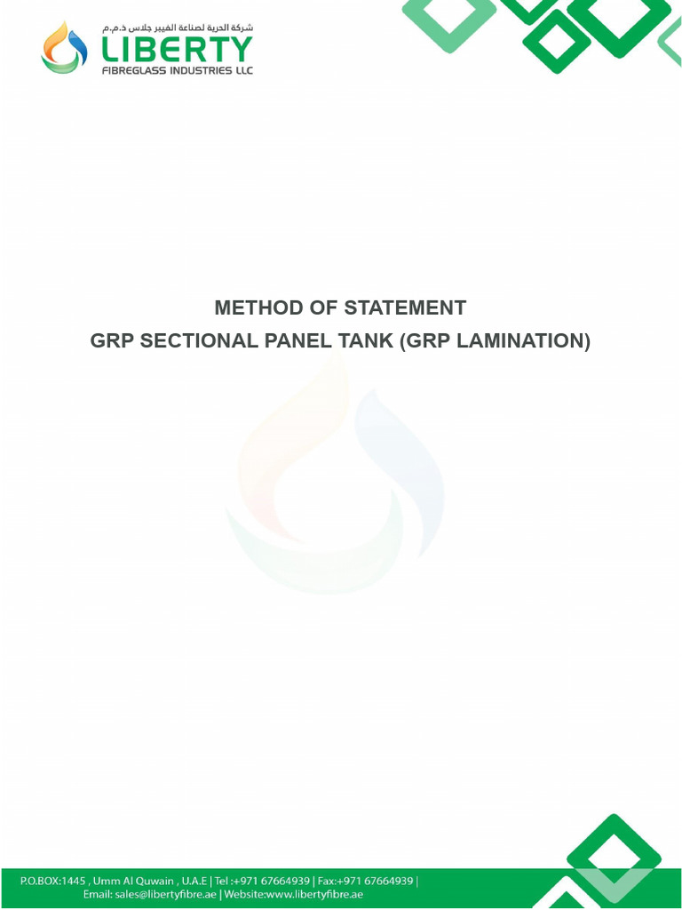 GRP Tank Repair Method Statement | PDF | Fiberglass | Quality Assurance