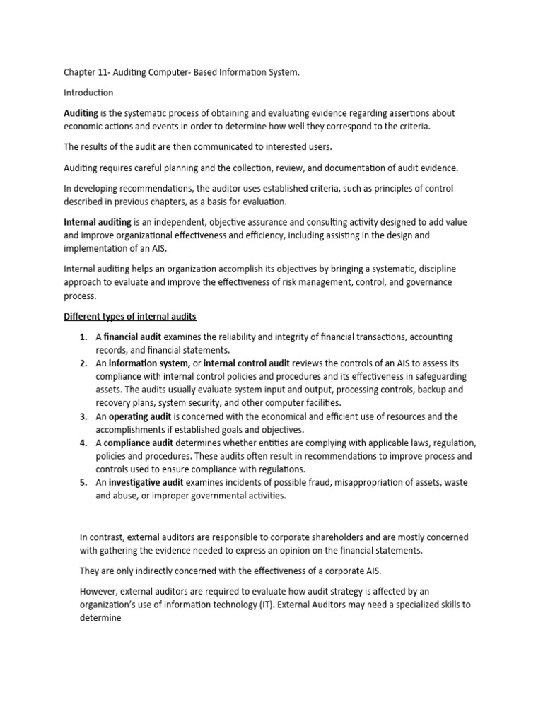Auditing Computer-Based Information Systems | PDF | Audit | Internal ...