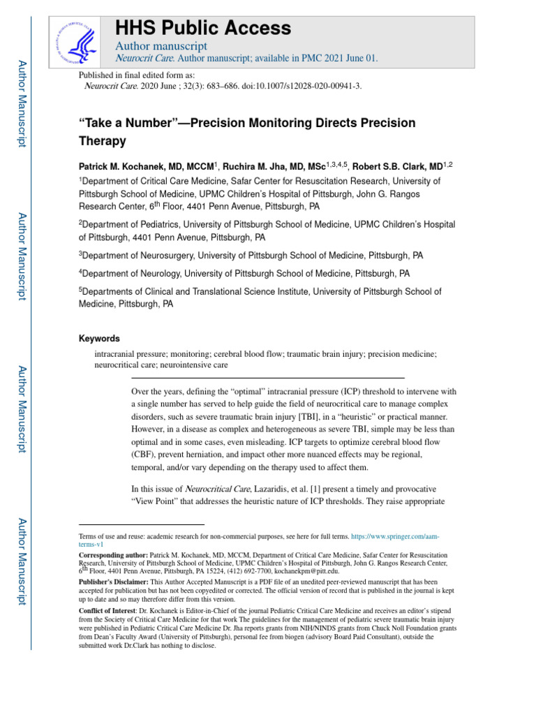 Take A Number Optimal Icp | PDF | Traumatic Brain Injury | Neuroscience