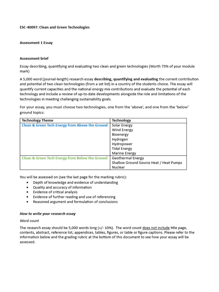 Clean and Green Technologies Essay | PDF | Essays | Academic Publishing