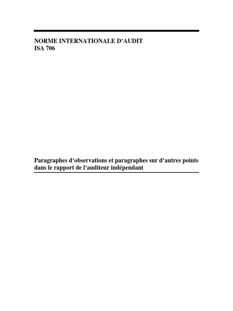 Isa 706 | PDF | Audit | Normes internationales d'information financière