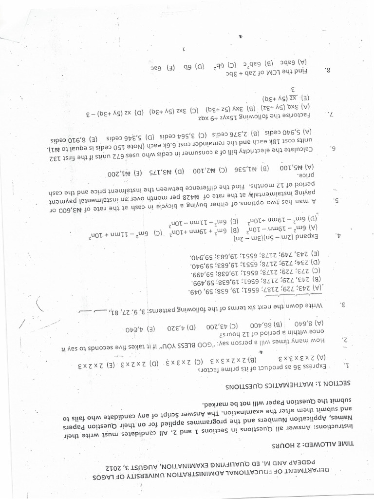 O LEVEL SUBJECT COMBINATION FOR COMPUTER SCIENCE IN UNILAG visual data 2