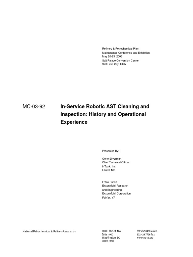 In-Service Robotic AST Inspection Insights | PDF | Statistics ...
