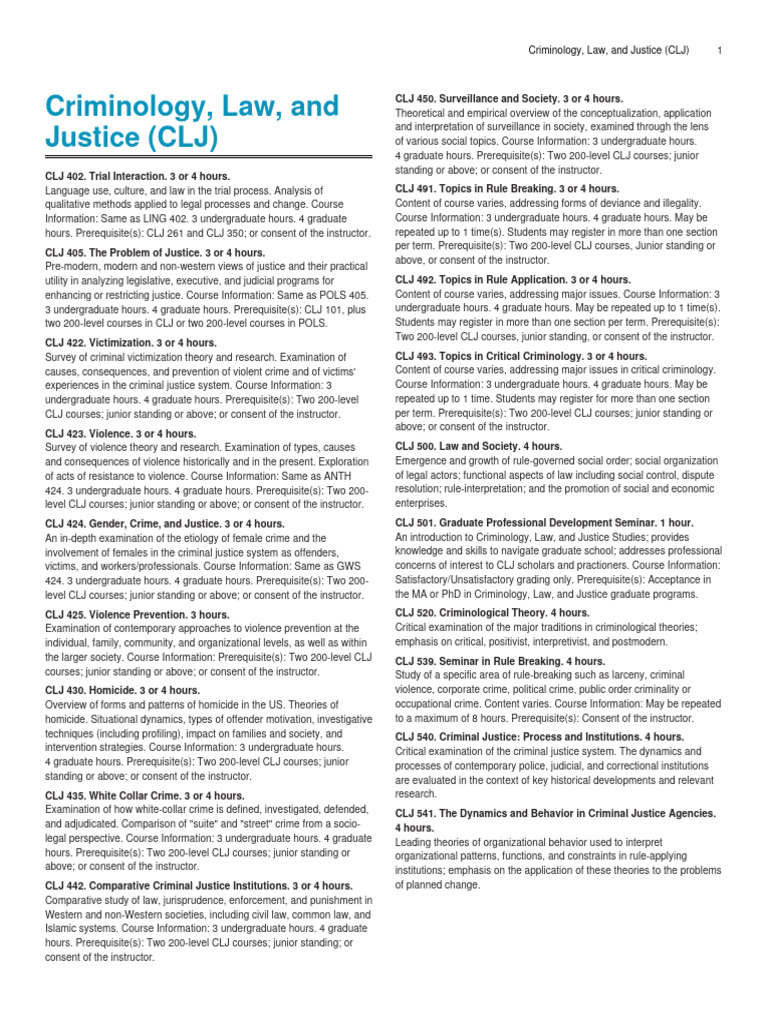 Criminology, Law, and Justice (CLJ) | PDF | Forensic Science | Violence