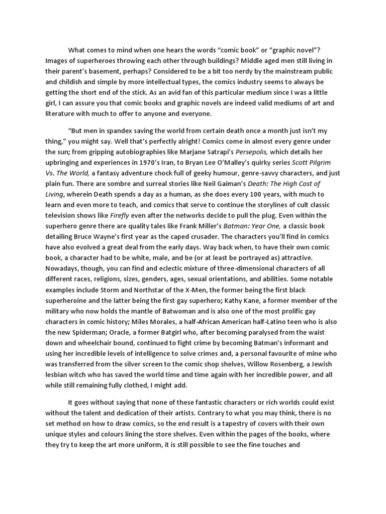 comic book essay example