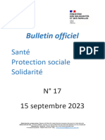 Bulletin Officiel Santé - Protection Sociale - Solidarité N° 2023 - 17 Du 15 Septembre 2023