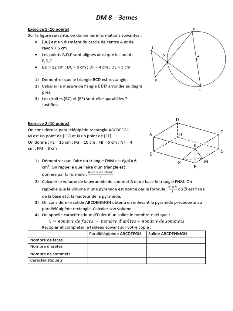 Propriétés du parallélépipède rectangle | PDF