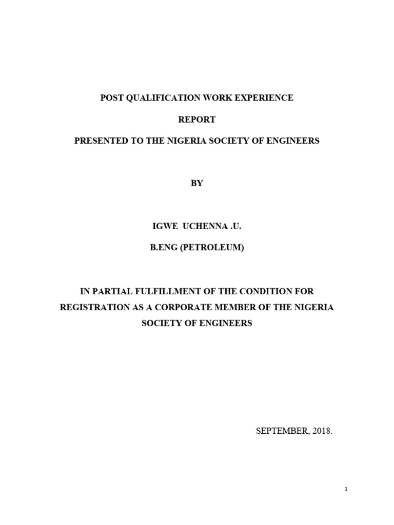 Post Qualification Work Experience Report | PDF | Physical Sciences ...