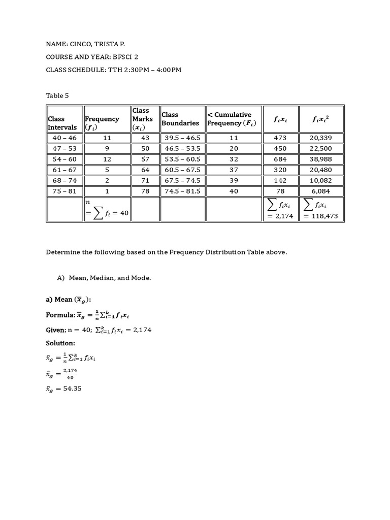 Statistical Measures Calculation | PDF