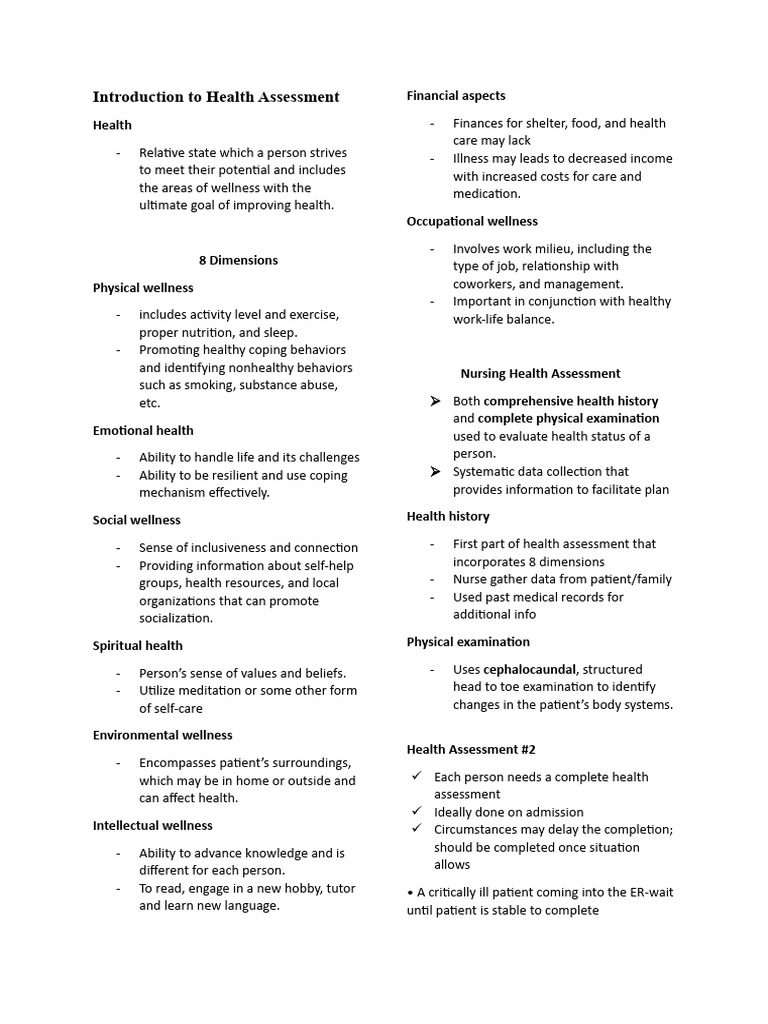 Comprehensive Health Assessment Guide | PDF | Nursing | Patient