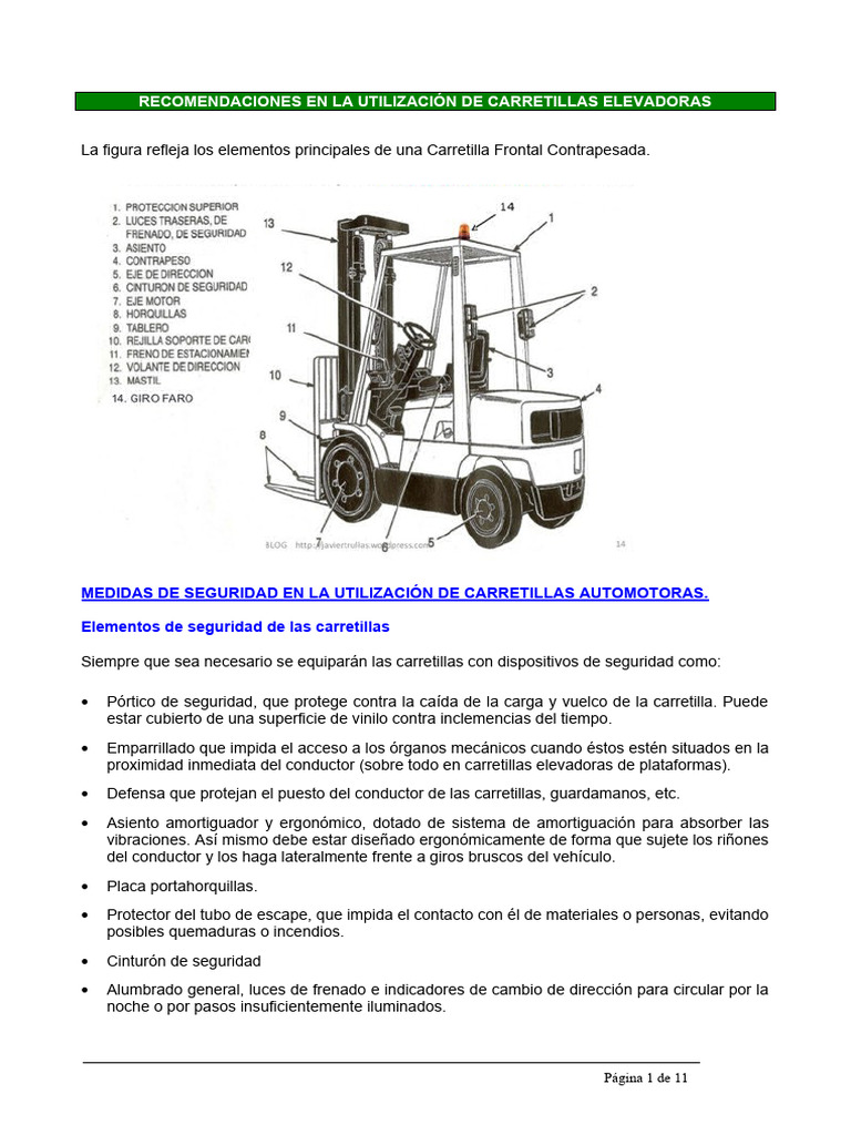 Seguridad y Uso de Carretillas Elevadoras | PDF | Máquina elevadora ...