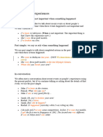 Past Events or Experiences (Past Simple Vs Present Perfect)