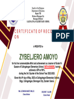 Zybeljero Amoyo: Certificate of Recogniti ON