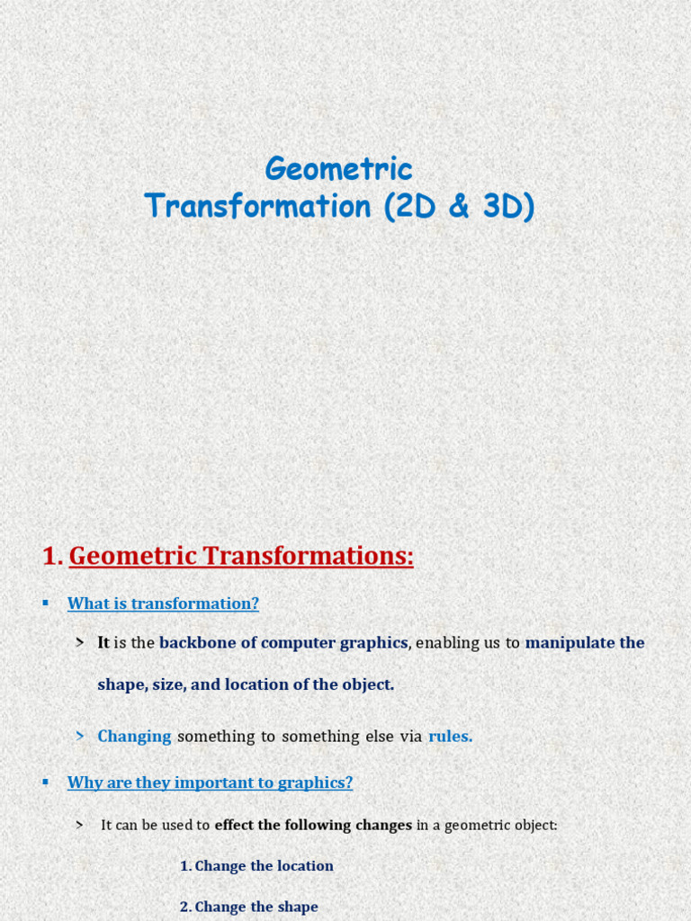 Geometric Transformations in 2D & 3D | PDF | 2 D Computer Graphics ...