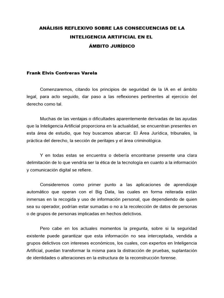 Impacto de la IA en el Derecho Actual | PDF | Inteligencia artificial ...