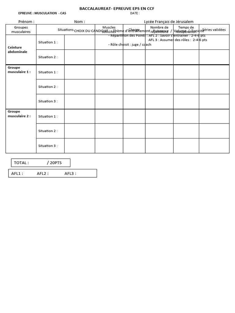 Fiche Bac Musculation CCF EPS | PDF | Musculation