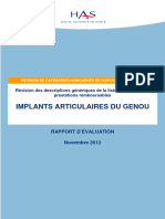 Rapport Devaluation - Implants Articulaires de Genou