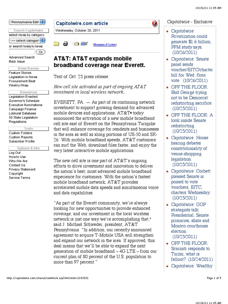 Capitol Wire Everett Release | PDF | At&T Mobility | Mobile Broadband